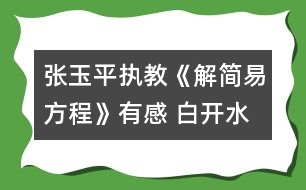 張玉平執(zhí)教《解簡易方程》有感 白開水可以變成茅臺酒！