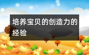 培養(yǎng)寶貝的創(chuàng)造力的經驗