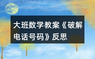大班數(shù)學(xué)教案《破解電話(huà)號(hào)碼》反思