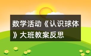數(shù)學活動《認識球體》大班教案反思