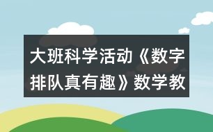 大班科學活動《數(shù)字排隊真有趣》數(shù)學教案
