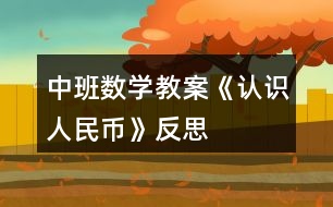 中班數(shù)學(xué)教案《認識人民幣》反思