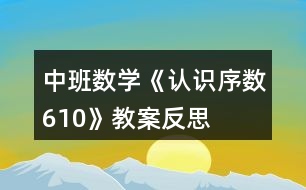 中班數(shù)學(xué)《認識序數(shù)610》教案反思