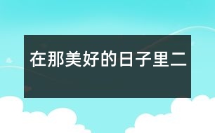 在那美好的日子里（二）