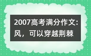 2007高考滿分作文:風，可以穿越荊棘