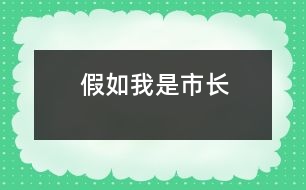 假如我是市長(zhǎng)