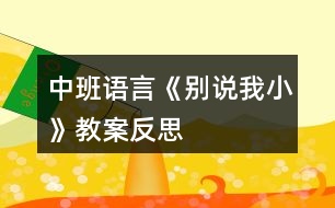 中班語(yǔ)言《別說(shuō)我小》教案反思