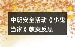 中班安全活動《小鬼當(dāng)家》教案反思