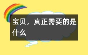 寶貝，真正需要的是什么