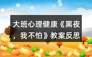 大班心理健康《黑夜，我不怕》教案反思