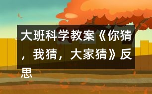 大班科學(xué)教案《你猜，我猜，大家猜》反思