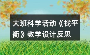 大班科學活動《找平衡》教學設(shè)計反思