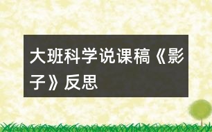 大班科學說課稿《影子》反思