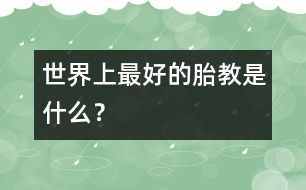 世界上最好的胎教是什么？