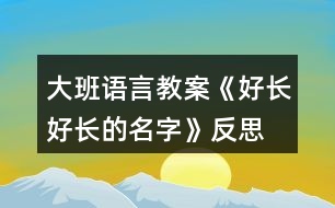 大班語(yǔ)言教案《好長(zhǎng)好長(zhǎng)的名字》反思