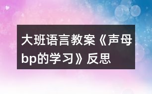 大班語言教案《聲母b、p的學習》反思