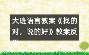 大班語言教案《找的對，說的好》教案反思